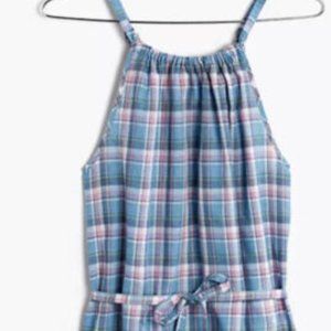 rivet and thread plaid halter top